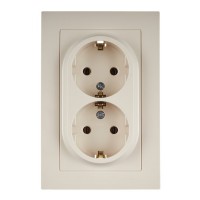 Розетка с рамкой Schneider Electric Atlas Design ATN000224 двойная скрытая установка бежевая с заземлением