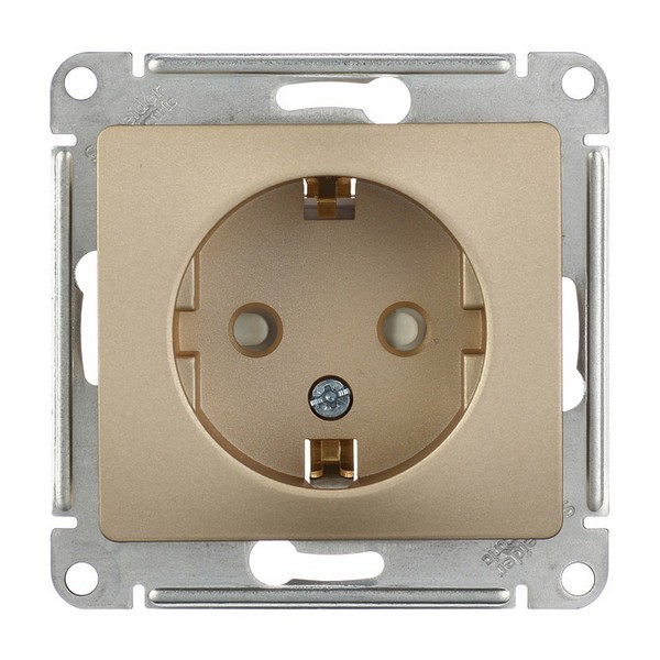 Розетка Schneider Electric Glossa GSL000445 скрытая установка титан с заземлением со шторками