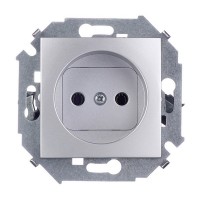 Розетка Simon 15 1591431-033 скрытая установка алюминий без заземления