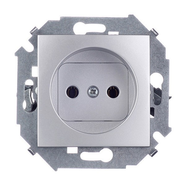 Розетка Simon 15 1591431-033 скрытая установка алюминий без заземления