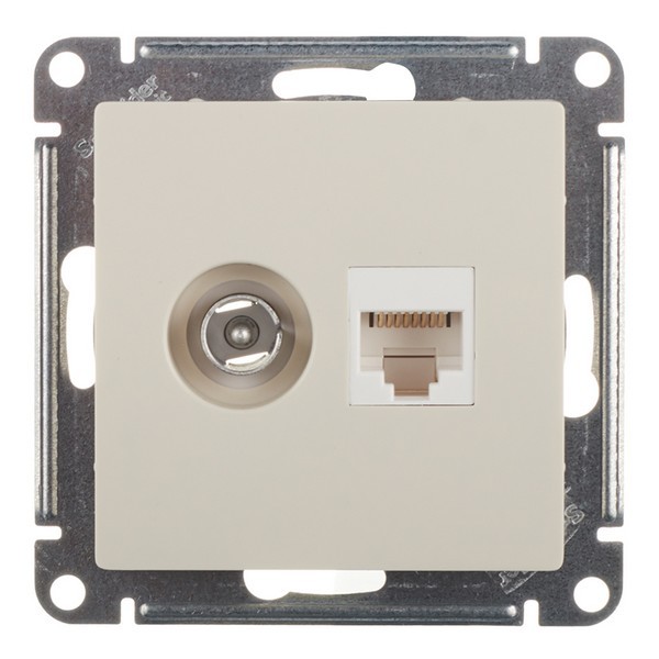 Розетка телевизионная/компьютерная Schneider Electric Atlas Design ATN000289 скрытая установка бежевая модули TV и RJ45