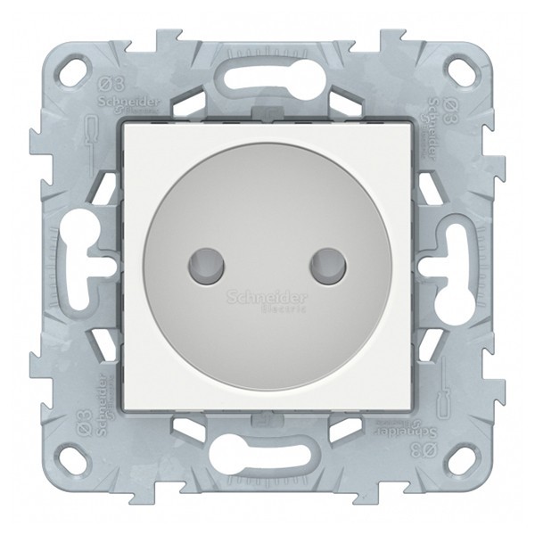 Розетка Schneider Electric Unica NEW NU503318 скрытая установка белая без заземления со шторками винтовой зажим