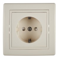Розетка с рамкой Aling-conel 601.999 скрытая установка бежевая с заземлением керамика