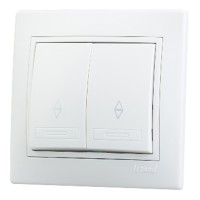 Переключатель с рамкой Lezard MIRA 701-0202-106 двухклавишный на 2 направления скрытая установка белый