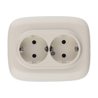 Розетка с рамкой Legrand Valena Allure 753826 двойная скрытая установка слоновая кость с заземлением со шторками