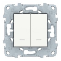 Выключатель Schneider Electric Unica NEW NU521118N двухклавишный скрытая установка белый с подсветкой