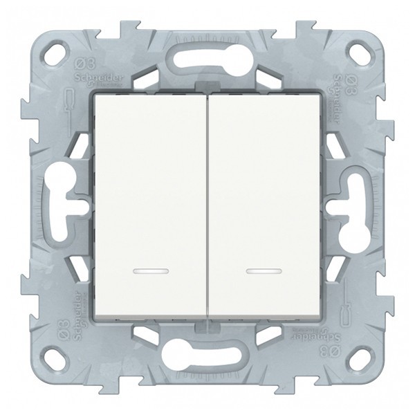 Выключатель Schneider Electric Unica NEW NU521118N двухклавишный скрытая установка белый с подсветкой