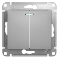 Выключатель Schneider Electric Glossa GSL000353 двухклавишный скрытая установка алюминий IP20 с подсветкой