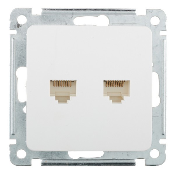 Розетка компьютерная HEGEL Master РСКК-440 скрытая установка белая два модуля RJ45 cat 5e