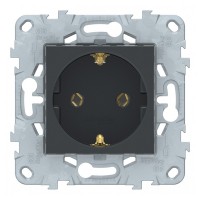 Розетка Schneider Electric Unica NEW NU505654 скрытая установка антрацит с заземлением с быстрозажимными клеммами