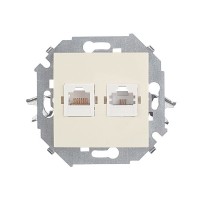 Розетка телефонная/компьютерная Simon 15 1591590-031 скрытая установка слоновая кость модули RJ11 и RJ45 cat 5е