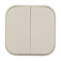 Выключатель Legrand Quteo 782232 двухклавишный открытая установка слоновая кость