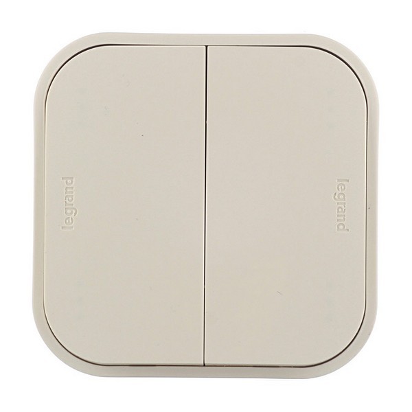 Выключатель Legrand Quteo 782232 двухклавишный открытая установка слоновая кость