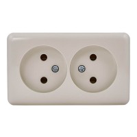 Розетка Lezard VIOLA двойная 751-0300-128 открытая установка крем без заземления