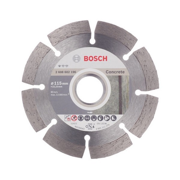 Диск алмазный по бетону Bosch Professional (2608602196) 115x22,2x1,6 мм сегментный сухой рез