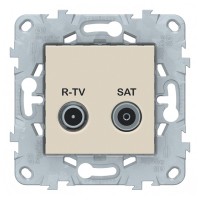 Розетка телевизионная Schneider Electric Unica NEW NU545644 проходная R-TV-SAT скрытая установка бежевая