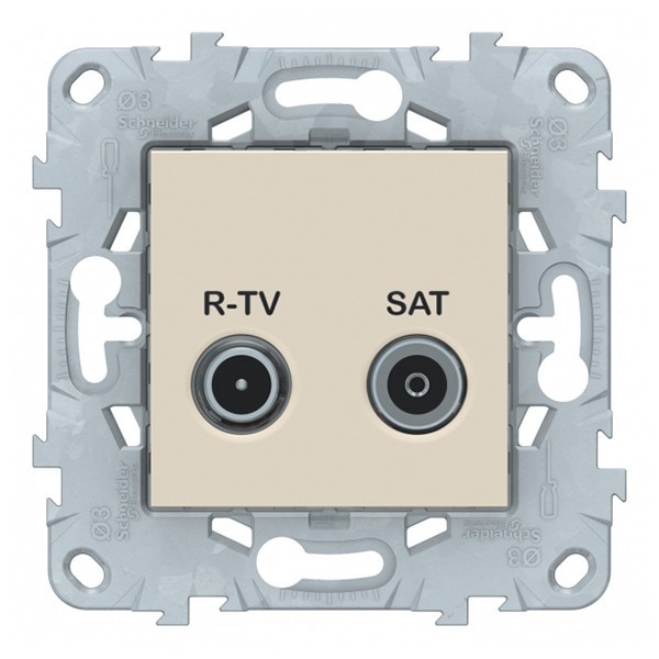 Розетка телевизионная Schneider Electric Unica NEW NU545644 проходная R-TV-SAT скрытая установка бежевая