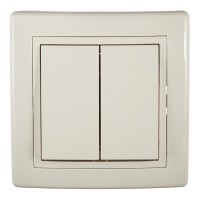 Переключатель с рамкой Aling-conel 6072.999 двухклавишный на 2 направления скрытая установка бежевый