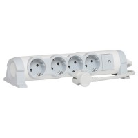 Удлинитель бытовой Legrand с заземлением 1,5 м 16 А 230 В 3,5 кВт 4 розетки ПВС 3х1,5 мм2 IP20 с выключателем белый