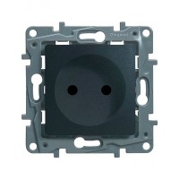 Розетка Legrand Etika 672634 скрытая установка антрацит без заземления со шторками винтовой зажим