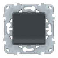 Розетка Schneider Electric Unica NEW NU503754TA скрытая установка антрацит с заземлением со шторками с крышкой