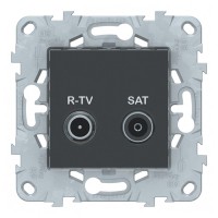 Розетка телевизионная Schneider Electric Unica NEW NU545454 одиночная R-TV-SAT скрытая установка антрацит
