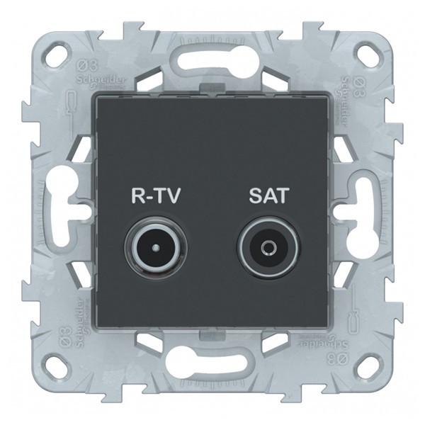 Розетка телевизионная Schneider Electric Unica NEW NU545454 одиночная R-TV-SAT скрытая установка антрацит