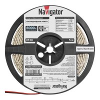 Лента светодиодная SMD 5050 Navigator 6000К холодный белый свет 14,4 Вт 12 В IP20 5 м