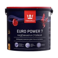 Краска водно-дисперсионная Tikkurila Euro Power 7 моющаяся белая основа А 2,7 л