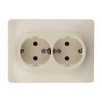 Розетка с рамкой Schneider Electric Glossa GSL000224 двойная скрытая установка бежевая с заземлением