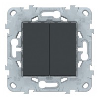 Выключатель Schneider Electric Unica NEW NU521154 двухклавишный скрытая установка антрацит