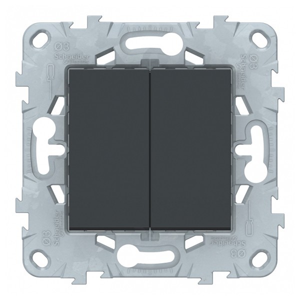 Выключатель Schneider Electric Unica NEW NU521154 двухклавишный скрытая установка антрацит