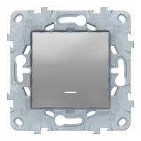 Переключатель Schneider Electric Unica NEW NU520530N одноклавишный перекрестный скрытая установка алюминий с подсветкой