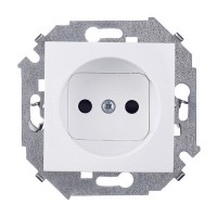 Розетка Simon 15 1591444-030 скрытая установка белая без заземления со шторками