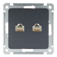 Розетка компьютерная HEGEL Master РСКК-440-08 скрытая установка черная два модуля RJ45 cat 5e