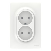 Розетка с рамкой Schneider Electric Unica NEW NU206318 двойная скрытая установка белая без заземления со шторками винтовой зажим