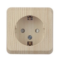 Розетка Schneider Electric Этюд PA16-004D открытая установка сосна с заземлением со шторками