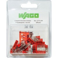 Клемма на 4 провода Wago 2273-244 0,5-2,5 кв. мм с пастой (20 шт.)