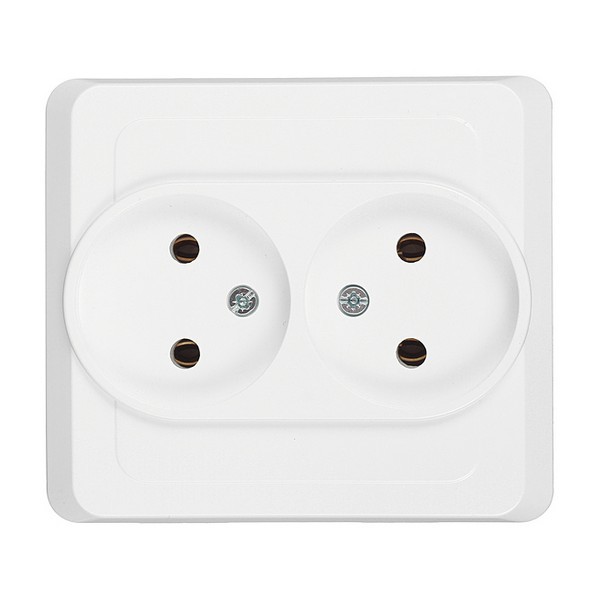 Розетка с рамкой Schneider Electric Этюд PC16-005B двойная скрытая установка белая без заземления