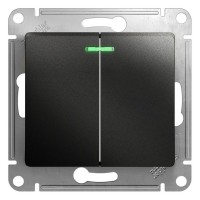 Выключатель Schneider Electric Glossa GSL000753 двухклавишный скрытая установка антрацит IP20 с подсветкой
