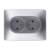 Розетка с рамкой Schneider Electric Glossa GSL000320 двойная скрытая установка алюминий без заземления