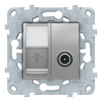 Розетка телевизионная/компьютерная Schneider Electric Unica NEW NU547030 одиночная скрытая установка алюминий модули TV и RJ45 cat 6 UTP