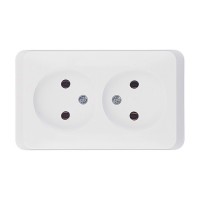 Розетка Schneider Electric Этюд двойная PA16-005B открытая установка белая без заземления