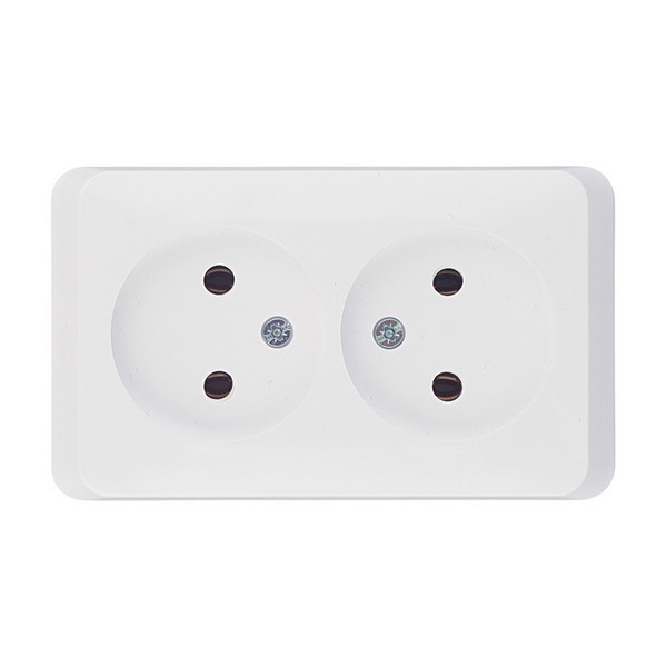 Розетка Schneider Electric Этюд двойная PA16-005B открытая установка белая без заземления