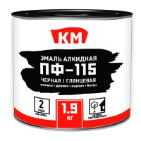 Эмаль ПФ-115 КМ черная глянцевая 1,9 кг