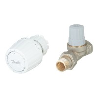 Клапан (вентиль) термостатический прямой Danfoss (013G2231) 1/2 НР(ш) х 1/2 ВР(г) для однотрубных систем с термоголовкой комплект