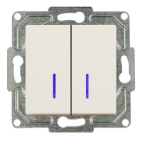 Выключатель GUNSAN Eqona 16401200-150104 двухклавишный скрытая установка бежевый IP20 с подсветкой