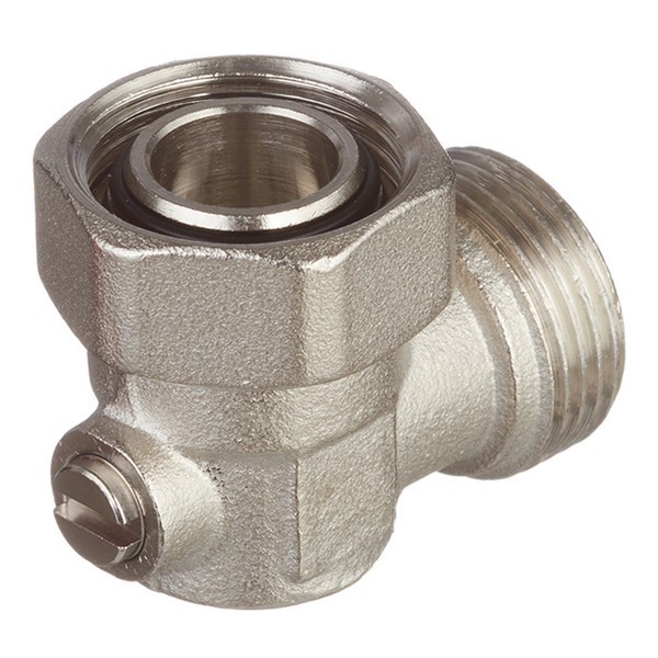 Узел нижнего подключения угловой Stout (SVH-0006-000020) 3/4 НР(ш) х 3/4 ВР(г) для радиатора никелерованный