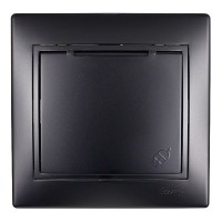 Розетка с рамкой Lezard MIRA 701-4242-123 скрытая установка черный бархат с заземлением с крышкой