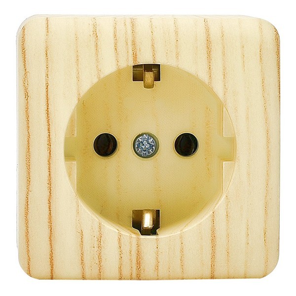Розетка Lezard VIOLA 751-5200-122 открытая установка беленый дуб с заземлением